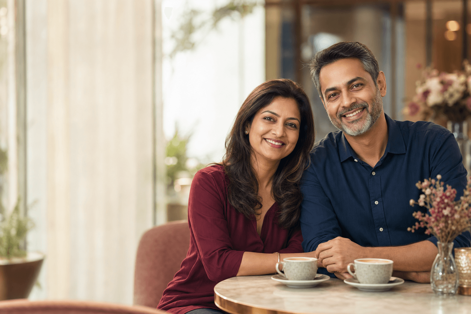 Mature Indian couple beginning a new relationship